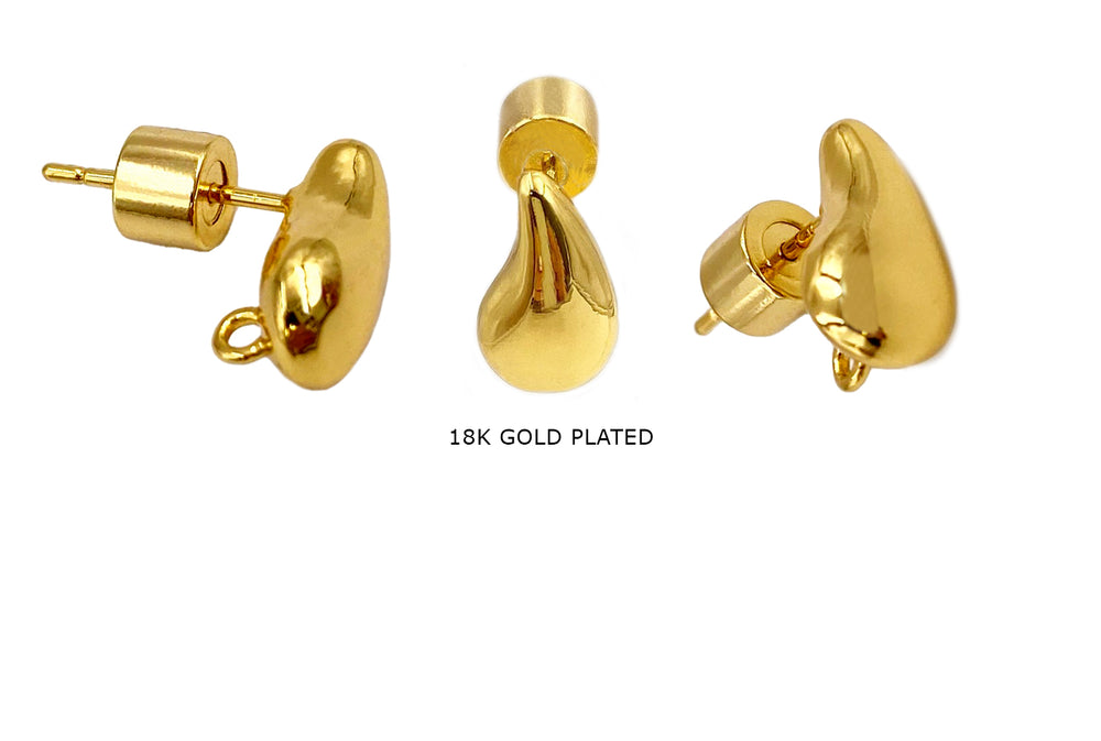 MP4275 Small Tear Drop Gold Stud Earring With Loop
