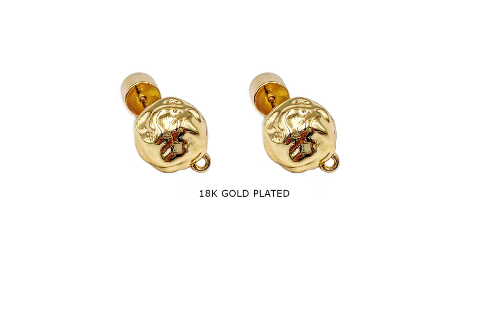 MP4277 18k Gold Plated Nugget Earring With Loop 11.5mm