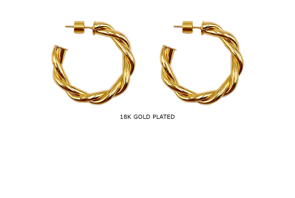 MP4113 18k Gold Plated Rope Earring Hoops