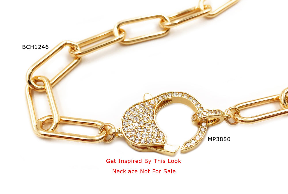 Adel Micro Pave CZ Lobster Clasp Connector Pendant, Gold or Silver