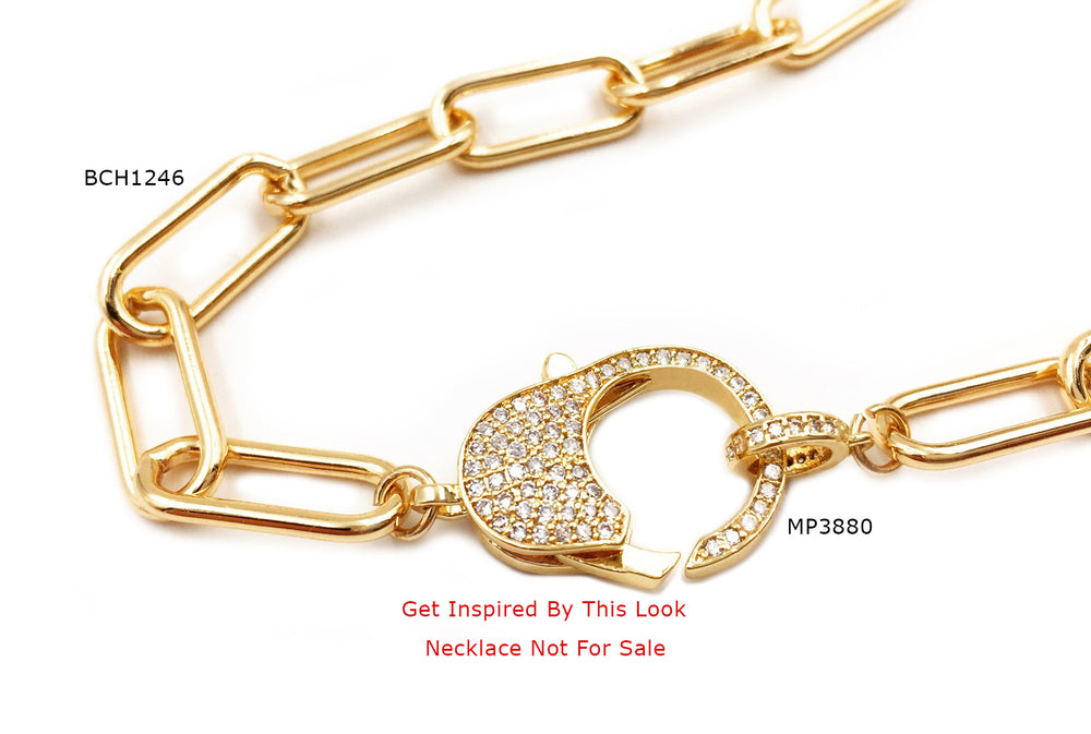Lobster Clasp 12x24mm - 18K Gold Filled With Cubic Zirconia Micro Pave Hooks