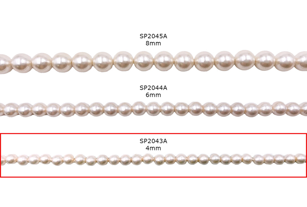 SP2043A 4mm White Round Shell Beads