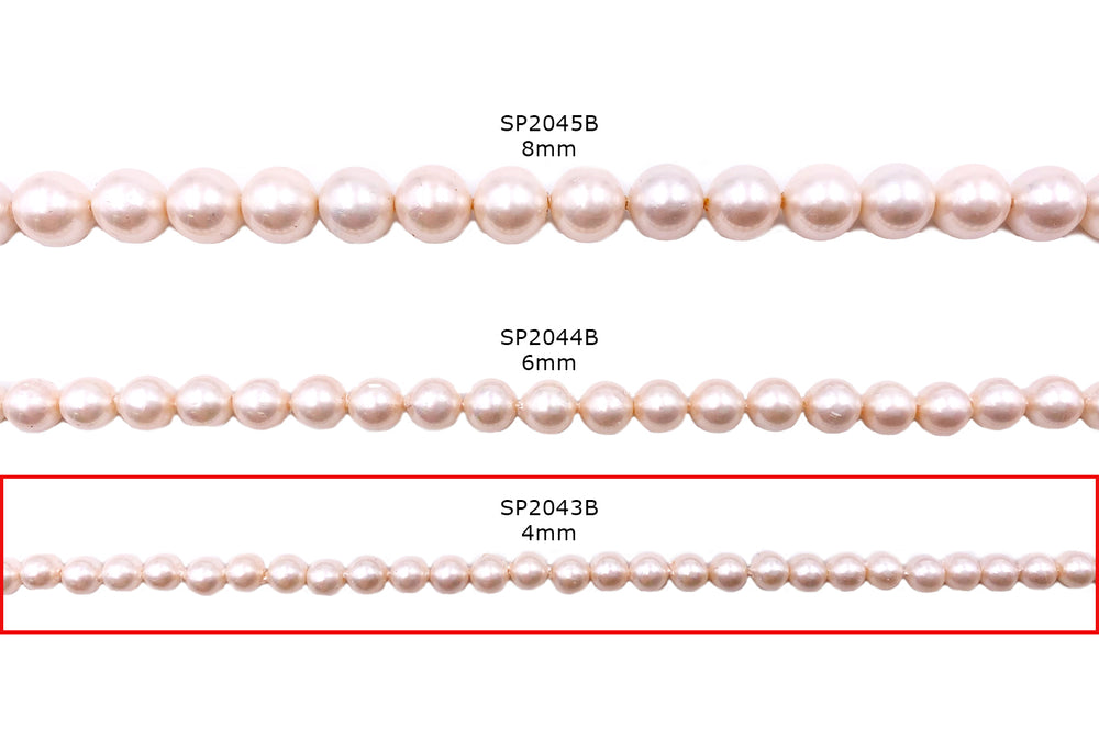 SP2043B 4mm Light Pink Round Shell Pearl Beads