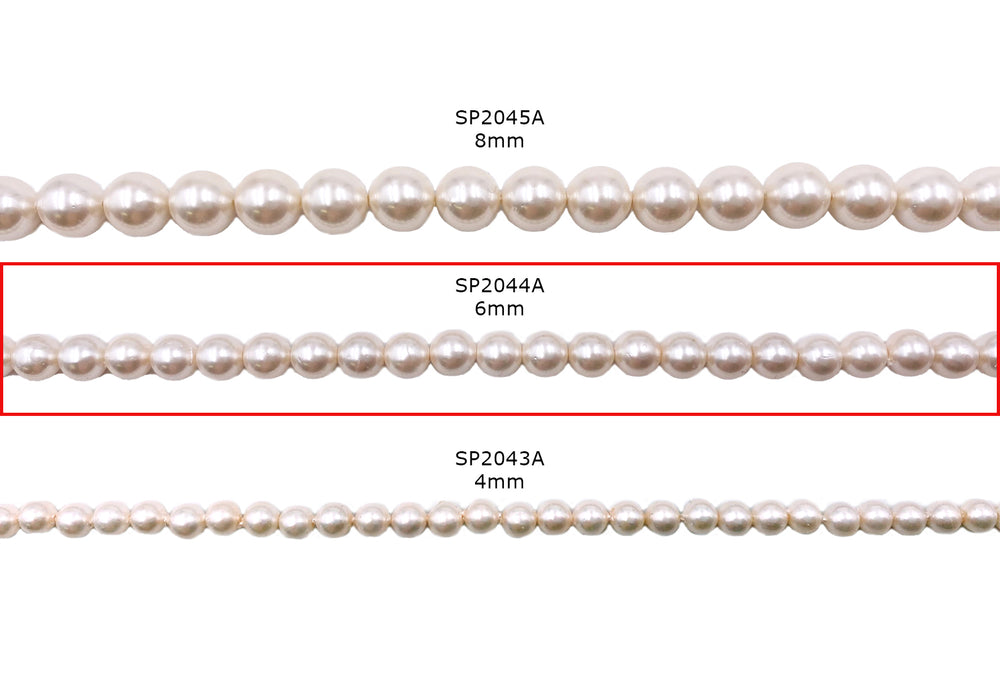 SP2044A 6mm White Round Shell Beads