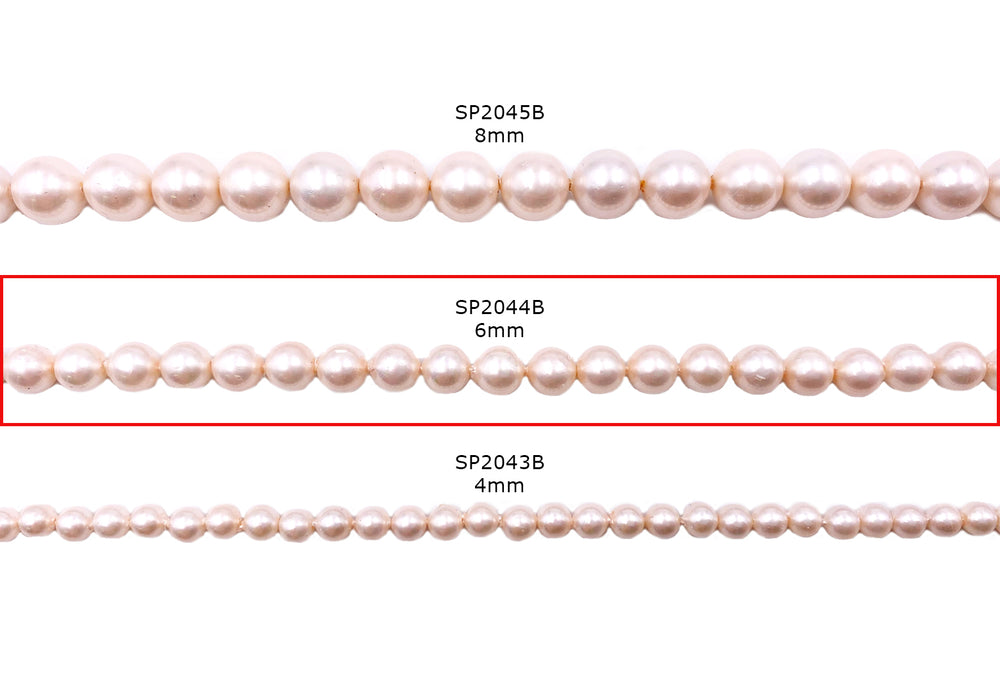 SP2044B 6mm Light Pink Round Shell Pearl Beads