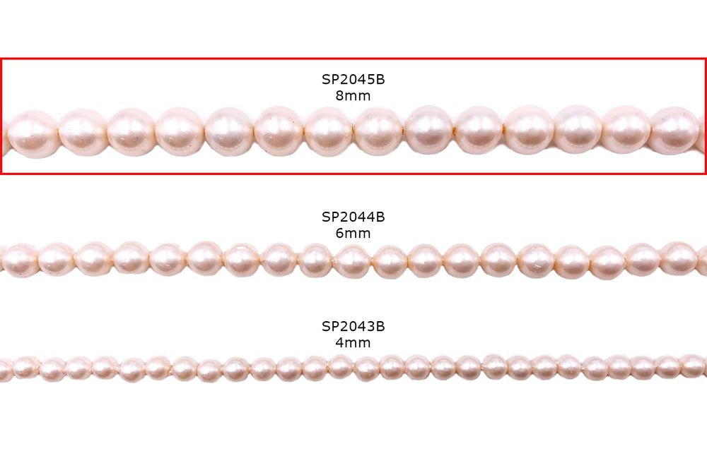 SP2045B 8mm Light Pink Round Shell Pearl Beads