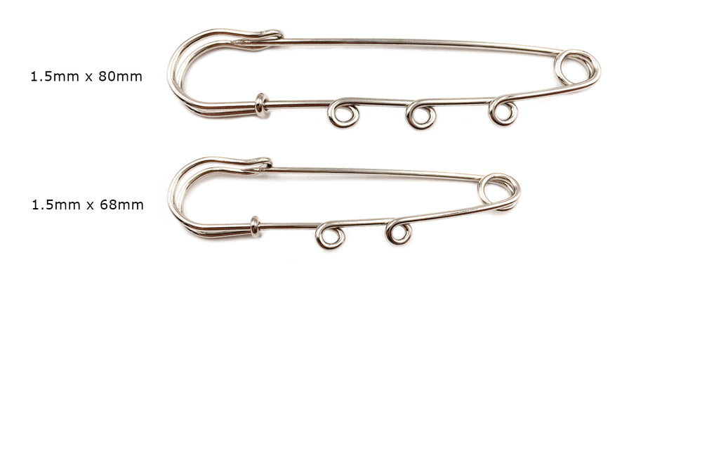 SPSZ1002-4 Safety Pin Brooch With Loops  CHOOSE COLOR BELOW