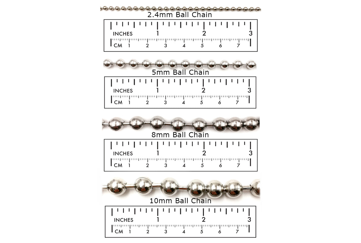 2.4-10mm Stainless Steel Ball Chains in Bulk For Jewelry Making