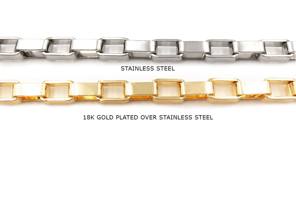 SSC1057 Stainless Steel & 18k Gold Plated  Rounded Rectangular Link Chain CHOOSE COLOR BELOW