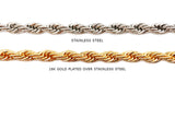 SSC1067 18k/Stainless Steel Rope Chain CHOOSE COLOR BELOW