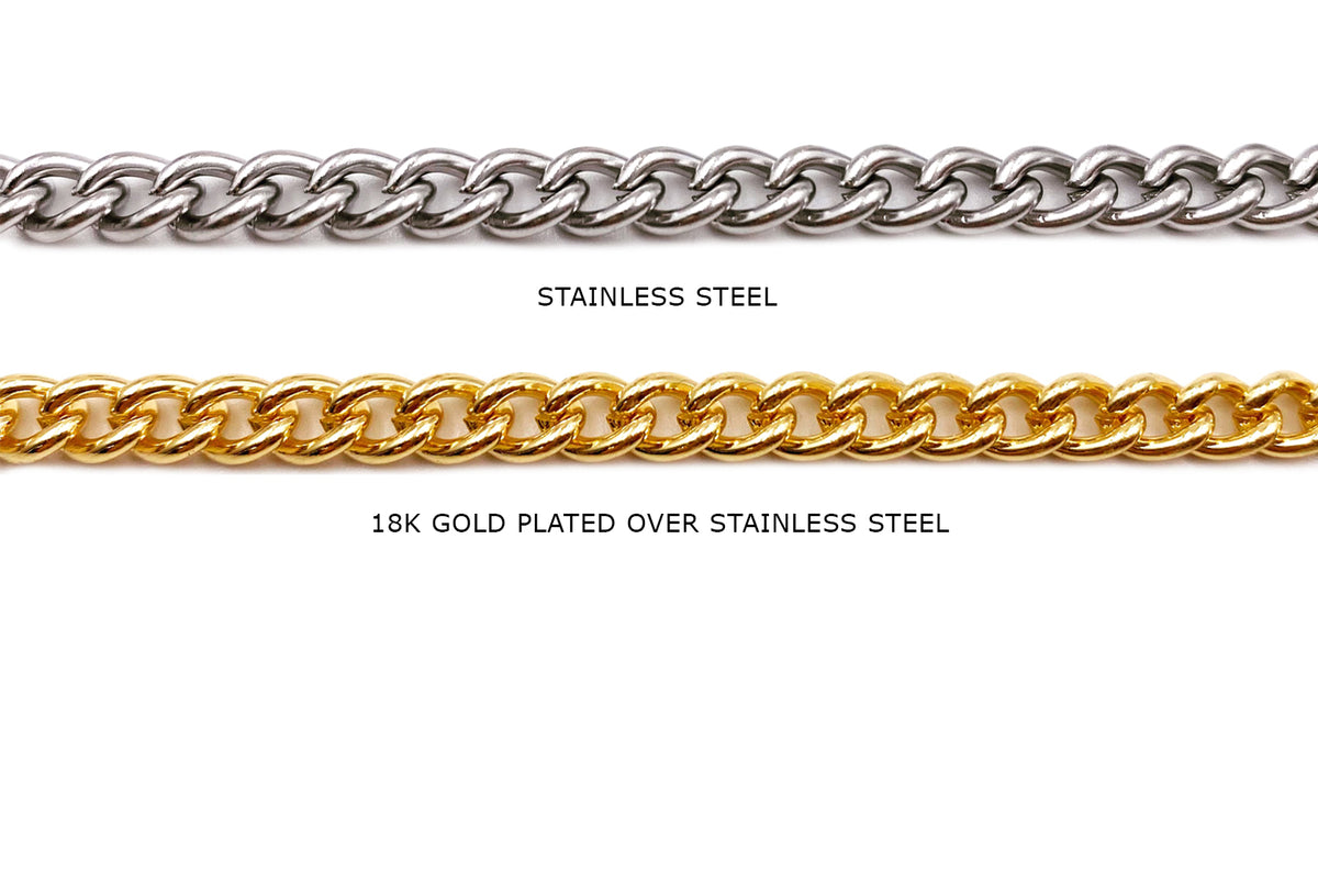 18k Gold Plated Stainless Steel Curb Chain for DIY Jewelry Making