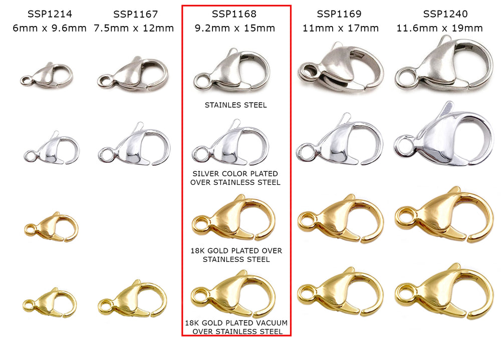 SSP1168 Stainless Steel Clasp CHOOSE SIZE COLOR & PACK BELOW