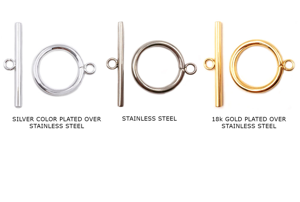 Wholesale DICOSMETIC 5 Styles Round Toggle Clasps Stainless Steel