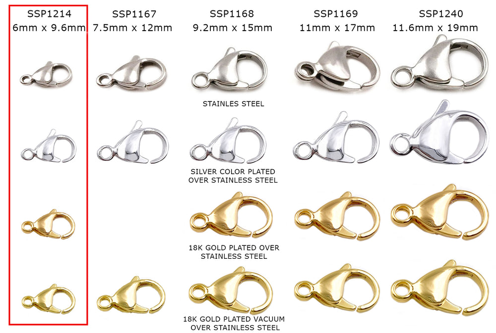 SSP1214 Stainless Steel Clasp CHOOSE SIZE COLOR & PACK BELOW