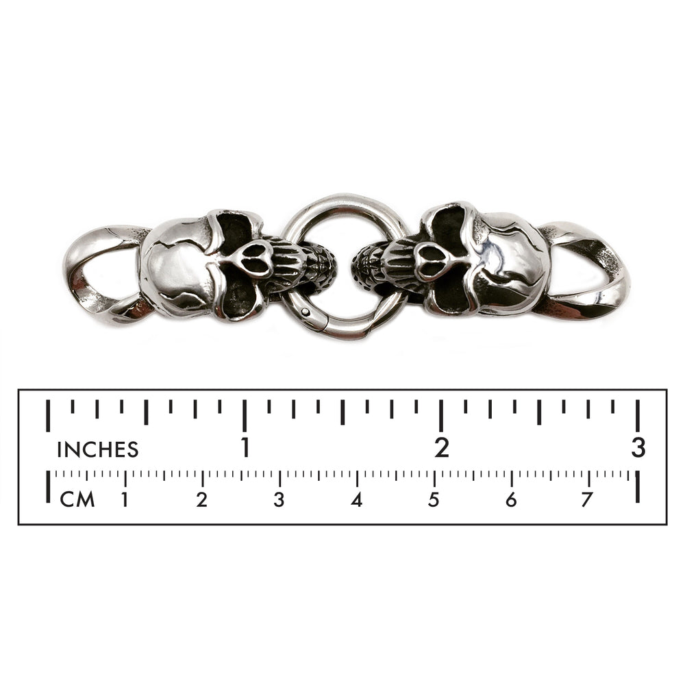 SSP1234 Double skull Stainless Steel Clasp Ring