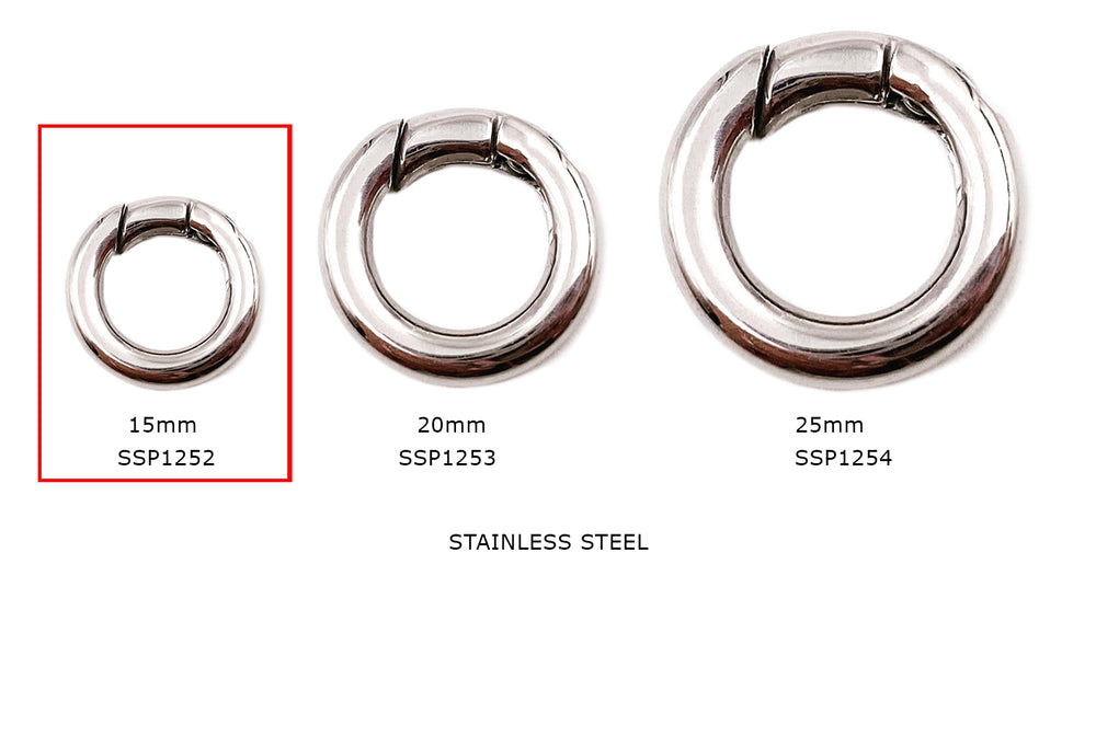 SSP1252 Round Spring Self Closing Stainless Steel Clasp 15mm