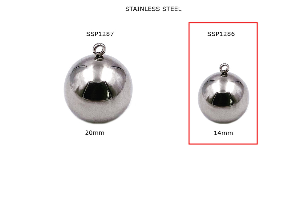 SSP1286 Stainless Steel Ball Charm/Pendant 14mm