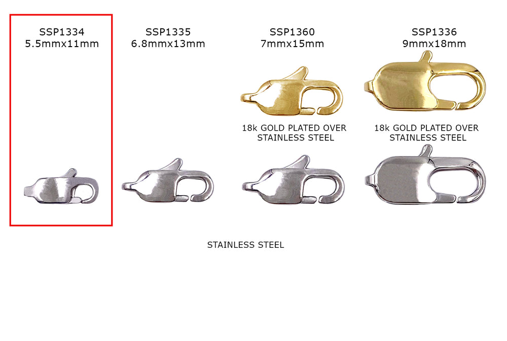 SSP1334 Stainless Steel Clasp 5.5mmx11mm CHOOSE SIZE COLOR & PACK BELOW