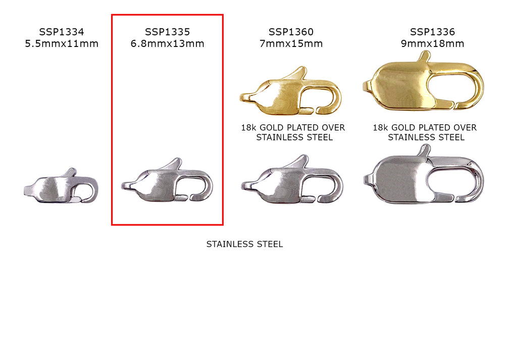 SSP1335 Stainless Steel Clasp 6.8mmx13mm CHOOSE SIZE COLOR & PACK BELOW