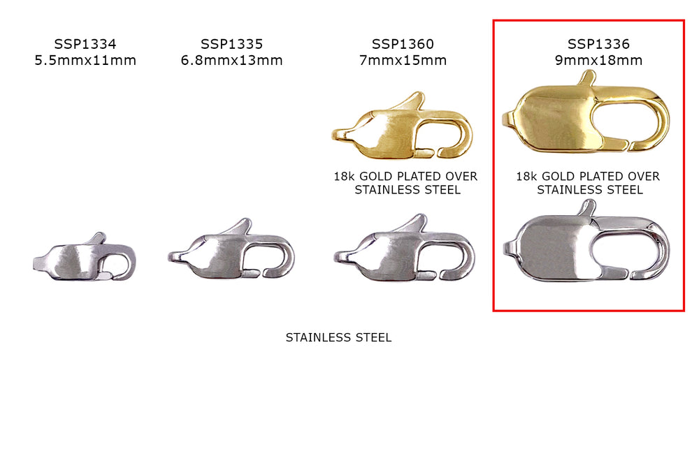 SSP1336 Stainless Steel Clasp 9mmx18mm CHOOSE SIZE COLOR & PACK BELOW