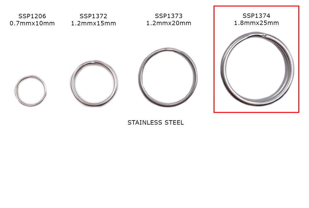 SSP1374 Stainless Steel Split Key Ring Clasp 25mm