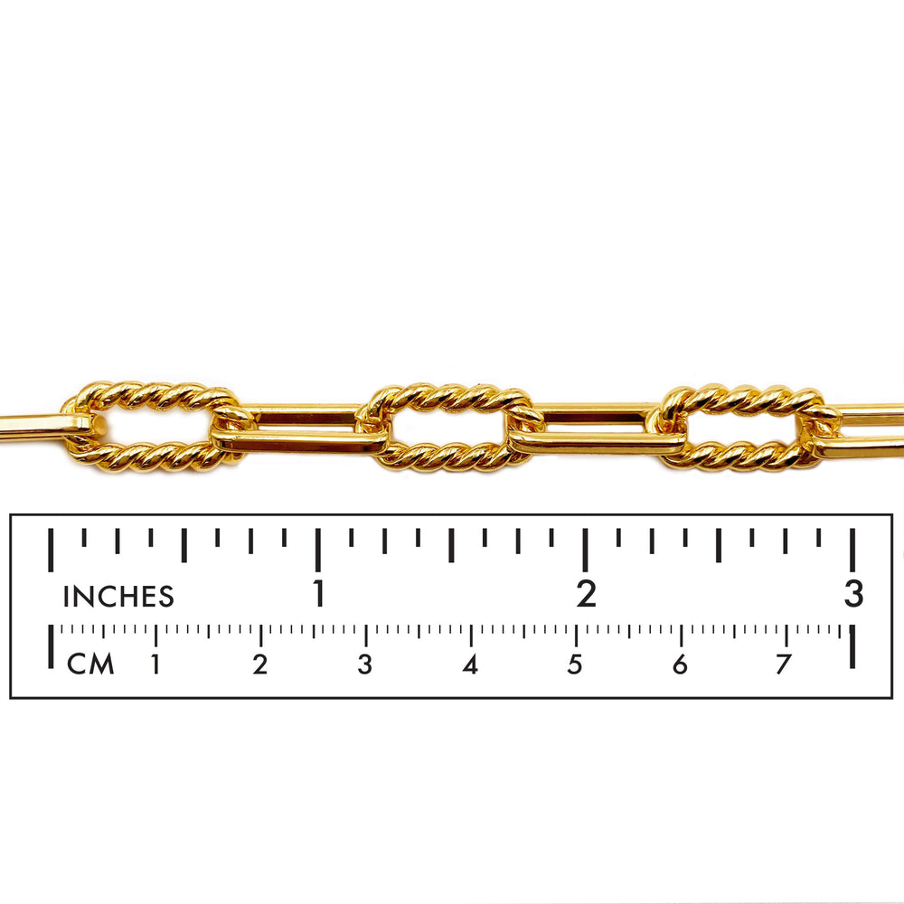 BCH1290  Twisted Link Chain With Alternate Paperclip Link Chain 18k Gold Plated