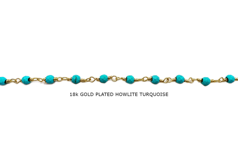 BCH1292 18k Gold Plated Turquoise Gemstone Chain