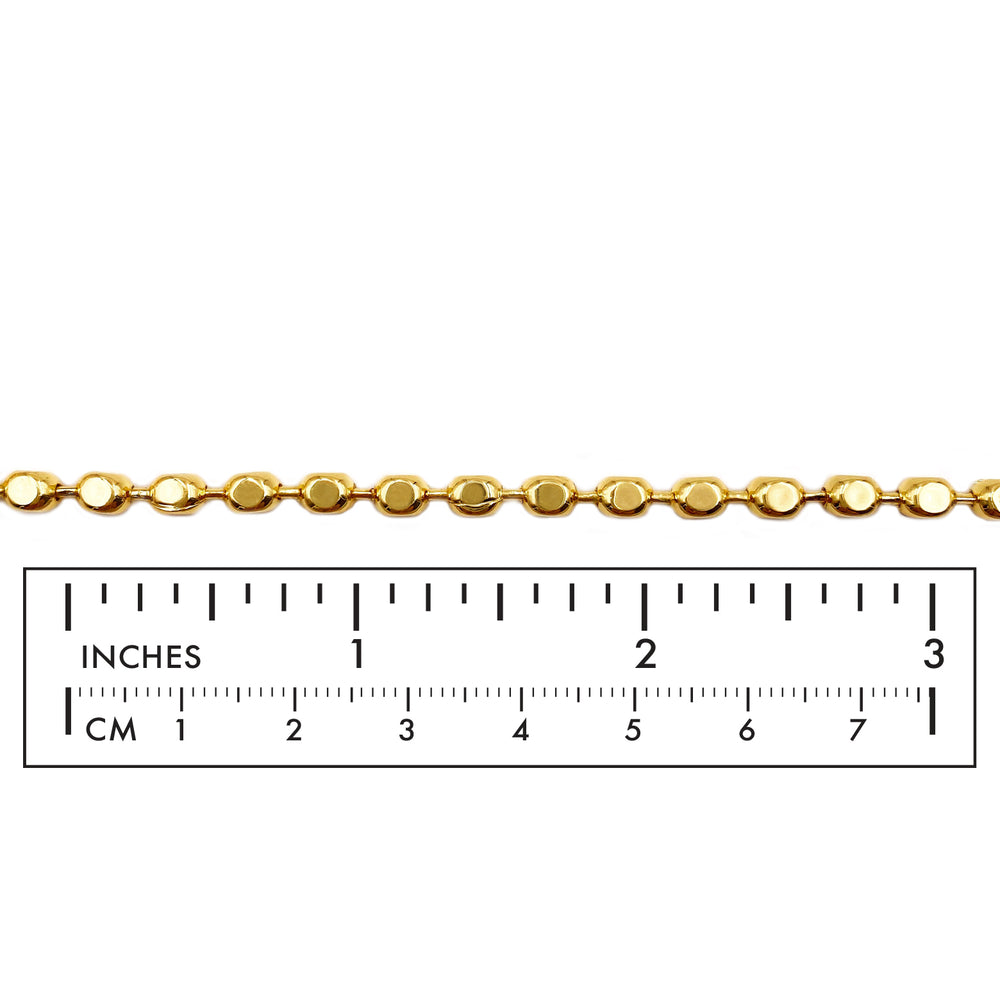 BCH1295 18 Karat Gold Rounded Square Ball Chain