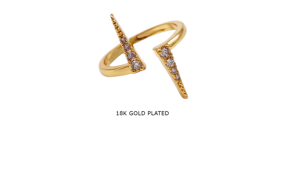 MP4105 Modern Rings With Parallel Split Pointed Bars 18k Gold Plated