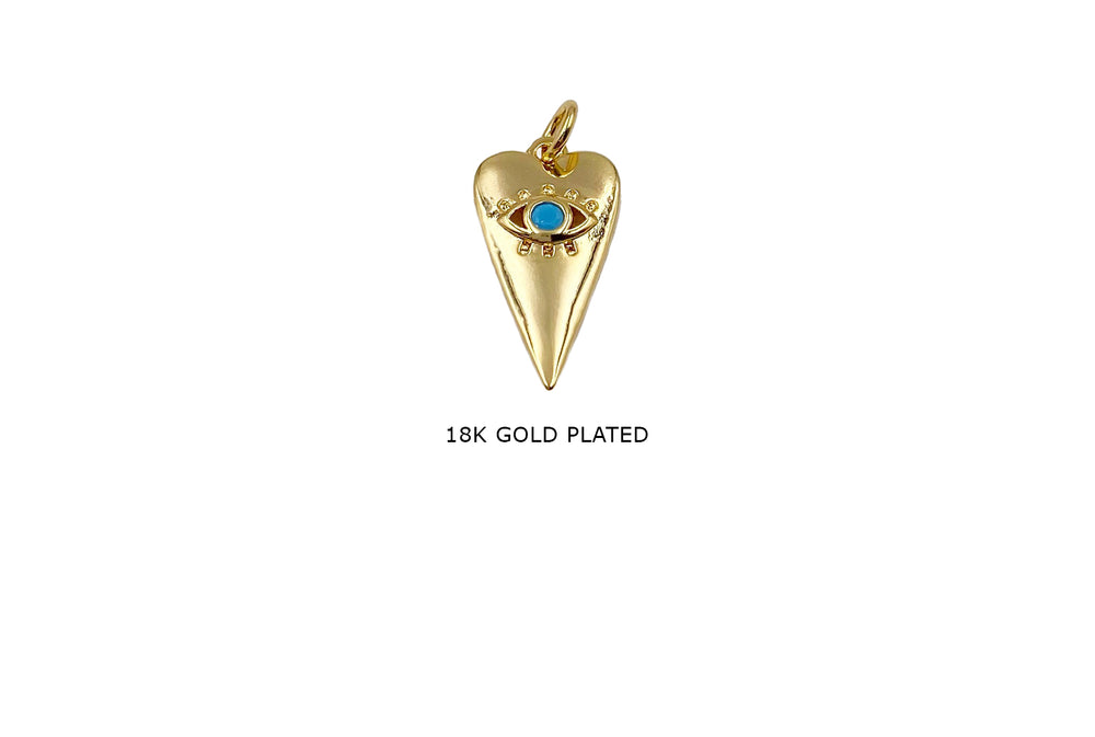 MP4159 18k Gold Plated Heart Shaped Evil Eye Pendant/Charm
