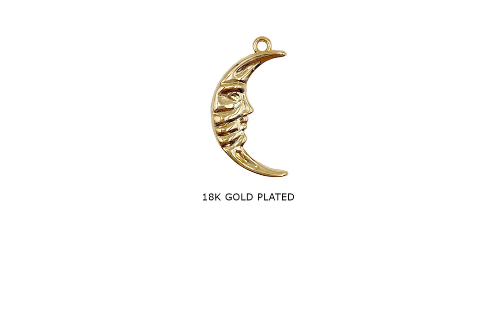 MP4164 18k Gold Plated Moon Charm With Face