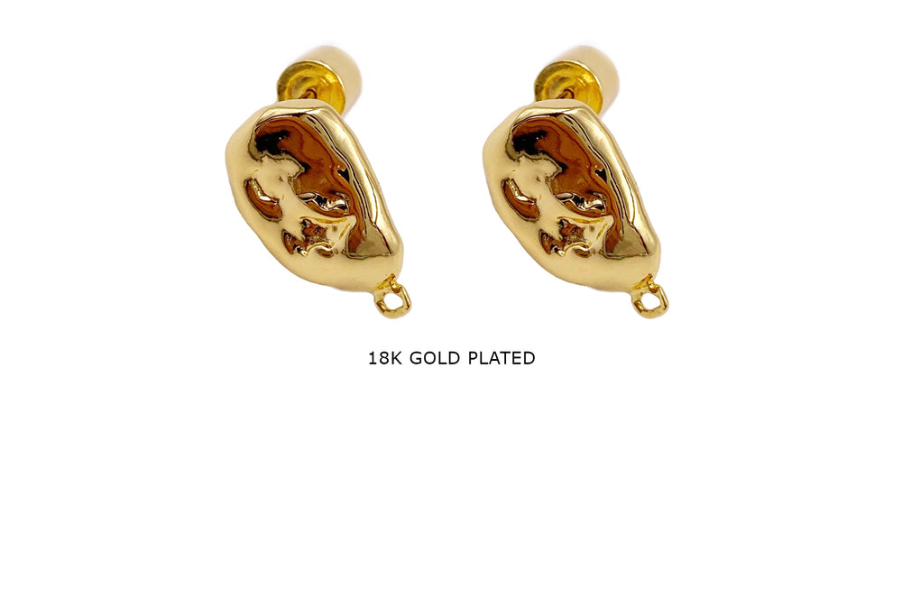 MP4276 18k Gold Plated Nugget Earring With Loop 16.3mm
