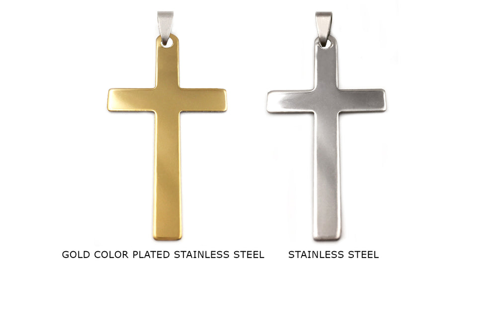SSP1157 Stainless Steel Plain Cross Pendants With Bail CHOOSE COLOR BELOW